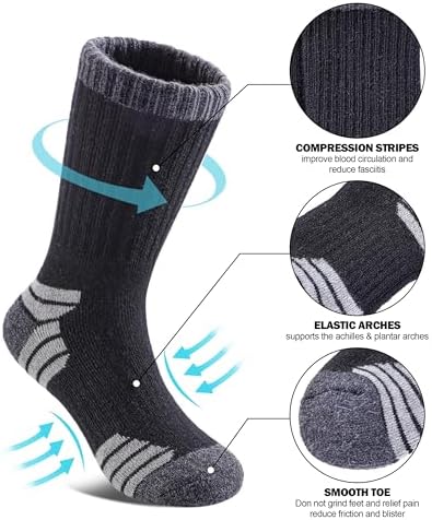 SDBING Merino Wool Hiking Socks for Kids Warm Cushion and Durable