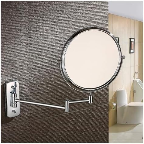 8 Inch Wall Mounted Lighted Makeup Mirror with Swivel Arm and Magnification