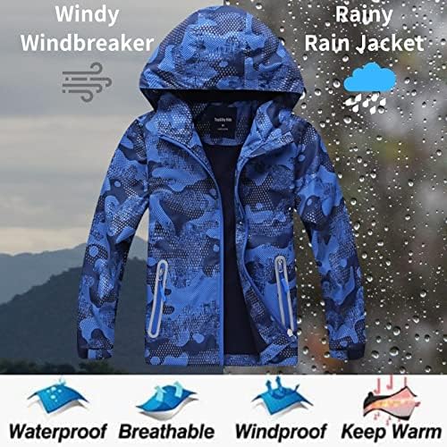Boys Girls Waterproof Jacket Windbreaker for Rain Protection