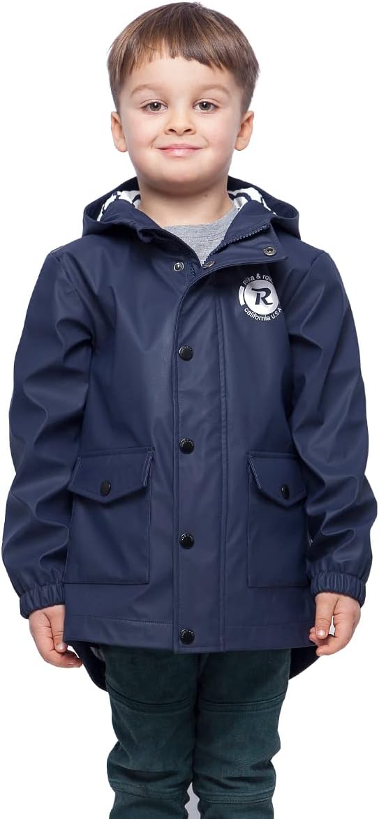 RokkaRolla Boys Waterproof Rain Jacket Toddler Boys Hoodie