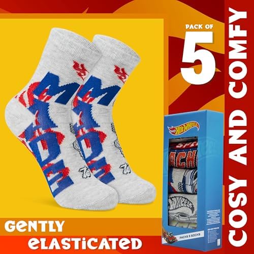 Hot Wheels Boys Calf Socks - Fun Crew Socks for Car Enthusiasts