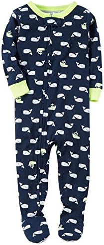 Carters Boys Soft and Cozy Blanket Sleepers Neon Whale Print