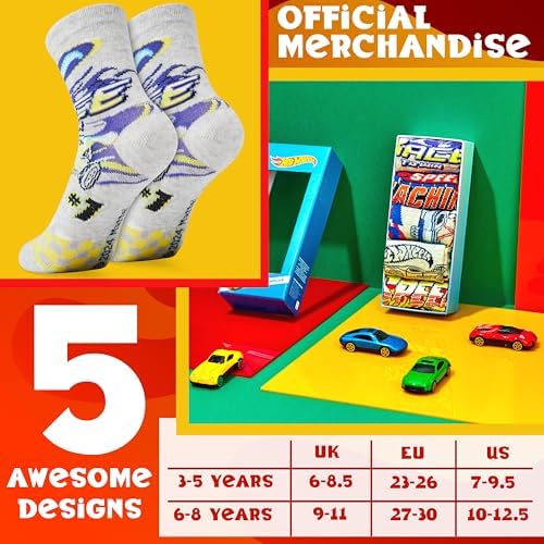 Hot Wheels Boys Calf Socks - Fun Crew Socks for Car Enthusiasts