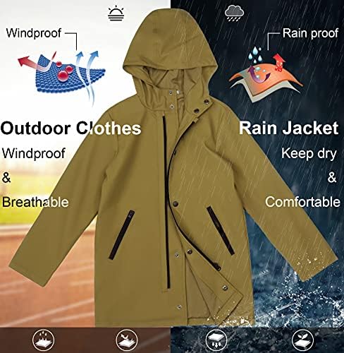 SOLOCOTE - Waterproof Kids Rain Jacket - Boys Girls 5-14Y