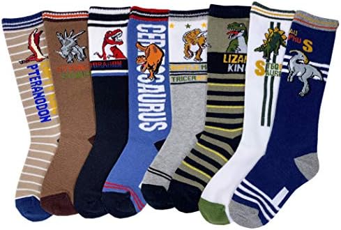 Knee-High Tube Socks for Boys Dinosaur Comfort Maximum Comfort