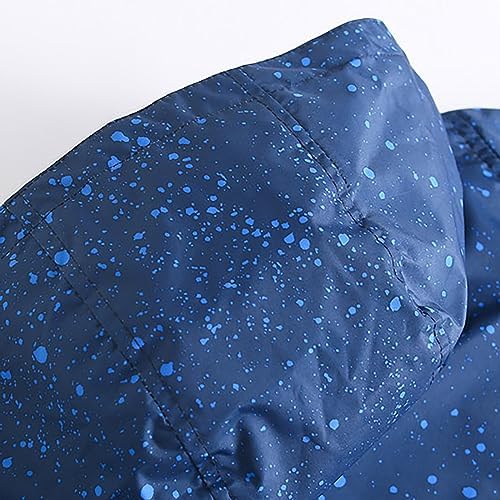 Kids Boys Zipper Rain Jacket Waterproof Lightweight Hooded Raincoat
