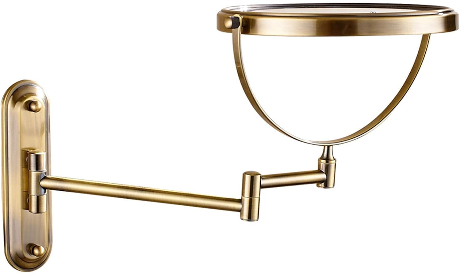 Wall-Mounted Makeup Mirror with Brass Frame Premium with 360-Degree Rotation