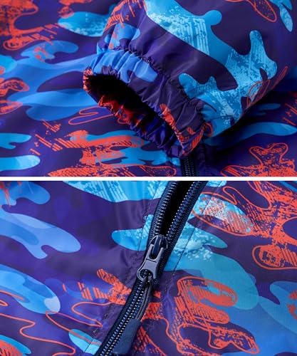 M2C Boys Girls Lightweight Hooded Rain Jacket with Fleece Lining