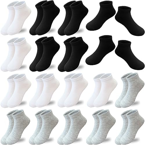 JAMEGIO 18 Pairs Kids Low Cut Half Cushion Sport Ankle Socks