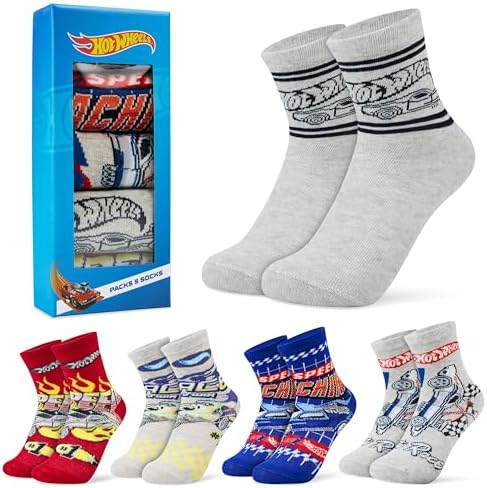 Hot Wheels Boys Calf Socks - Fun Crew Socks for Car Enthusiasts