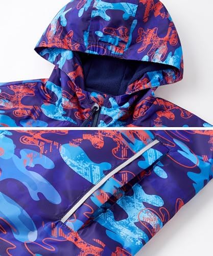 M2C Boys Girls Lightweight Hooded Rain Jacket with Fleece Lining