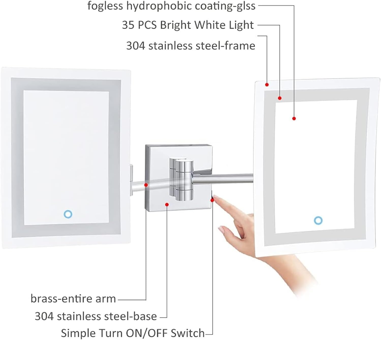 Versatile Lighted Makeup Mirror for Home Bathroom