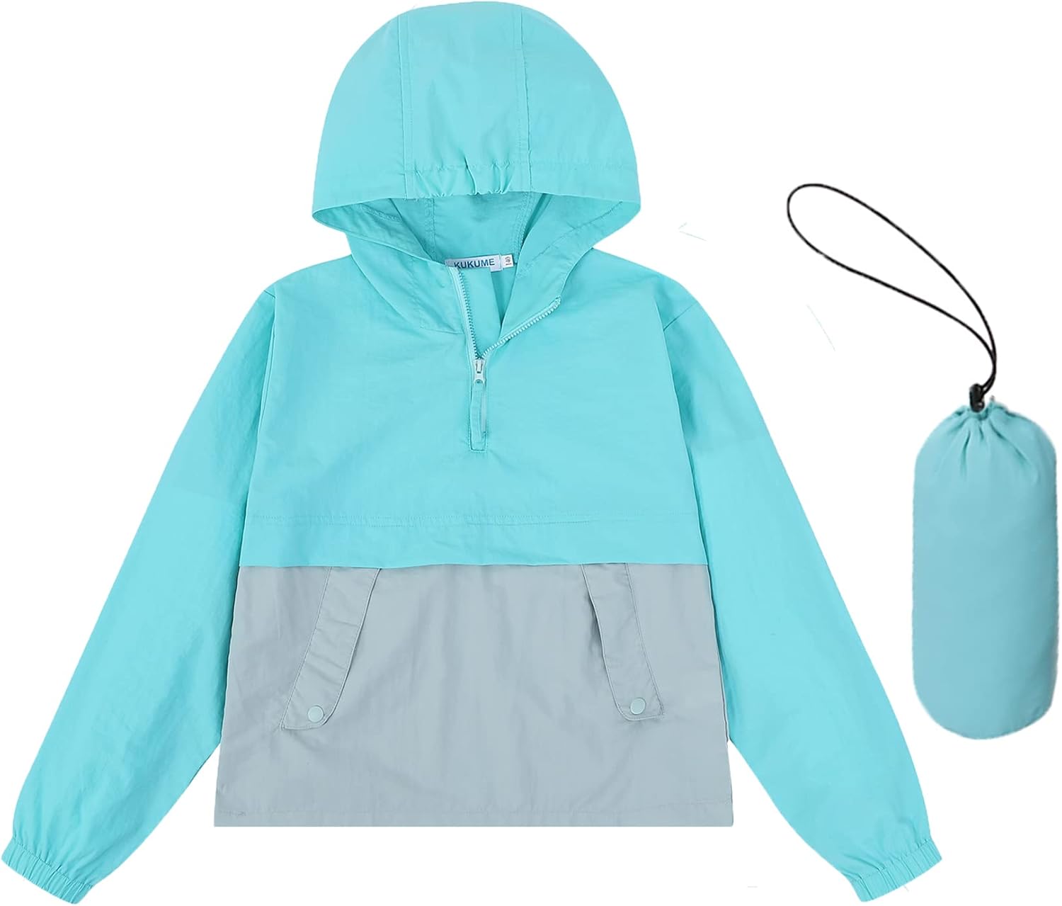 Pouch rain jacket for kids
