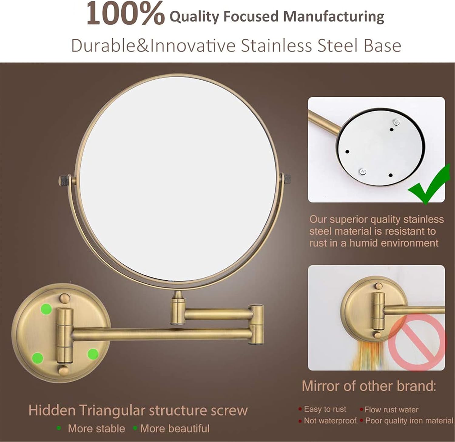 OGRAFF 8-inch Double-Sided Make-up Shaving Magnifying Mirror