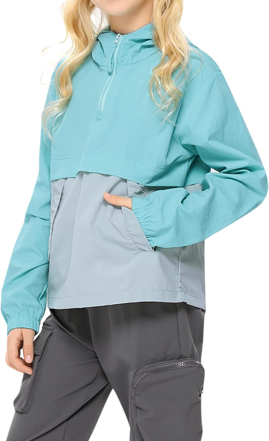 Pouch rain jacket for kids