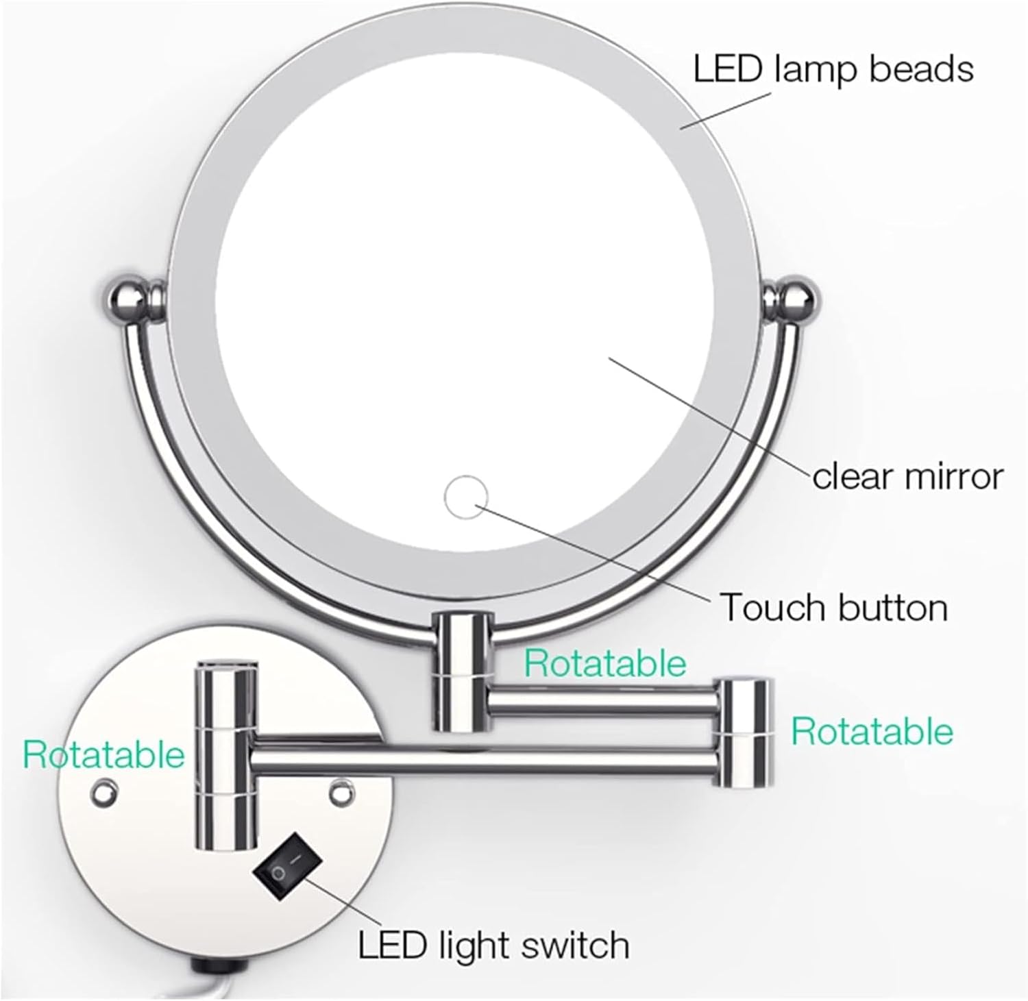 Effects Lighted Wall-Mounted Makeup Mirror