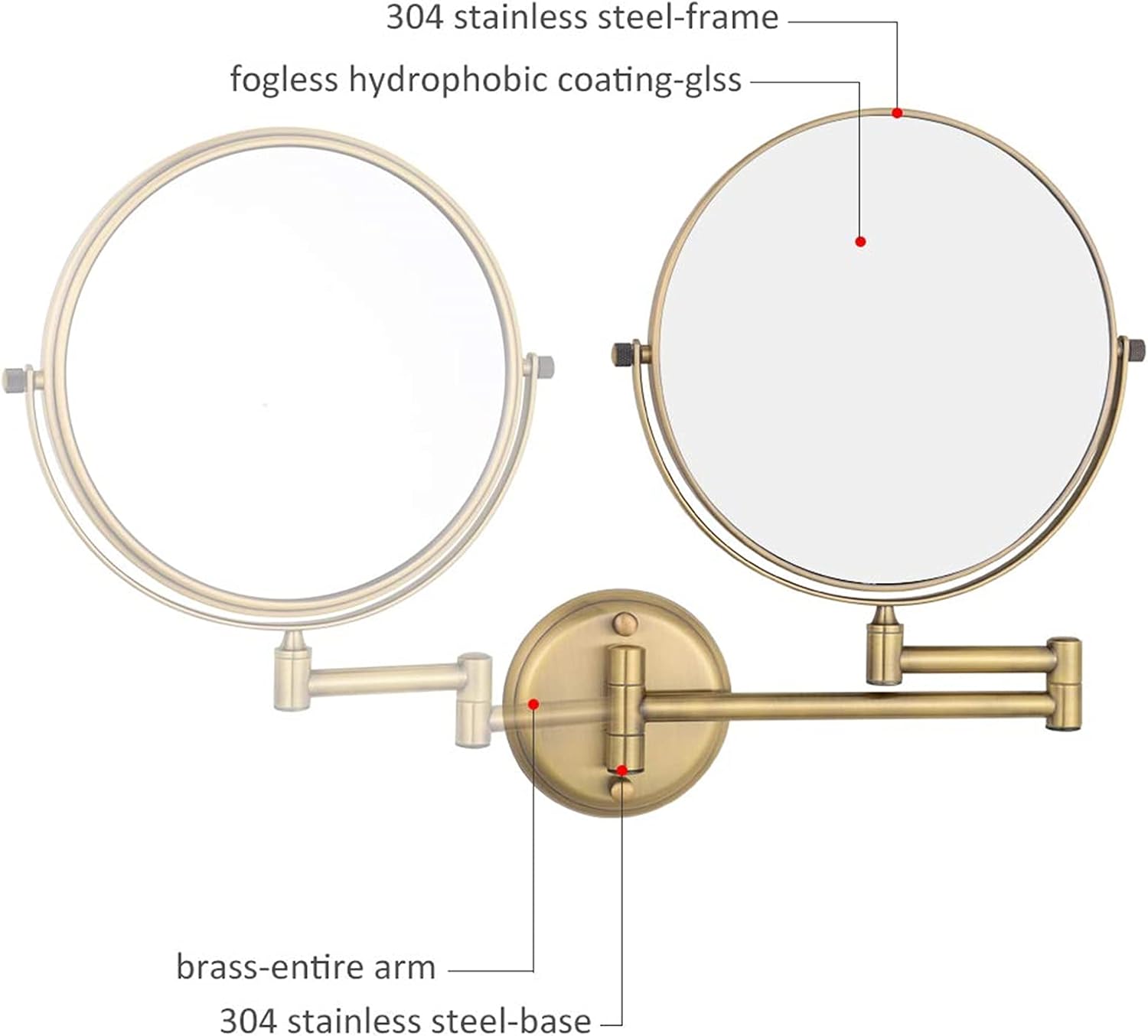 O-Ray Double-Sided Makeup Mirror with Extendable Design