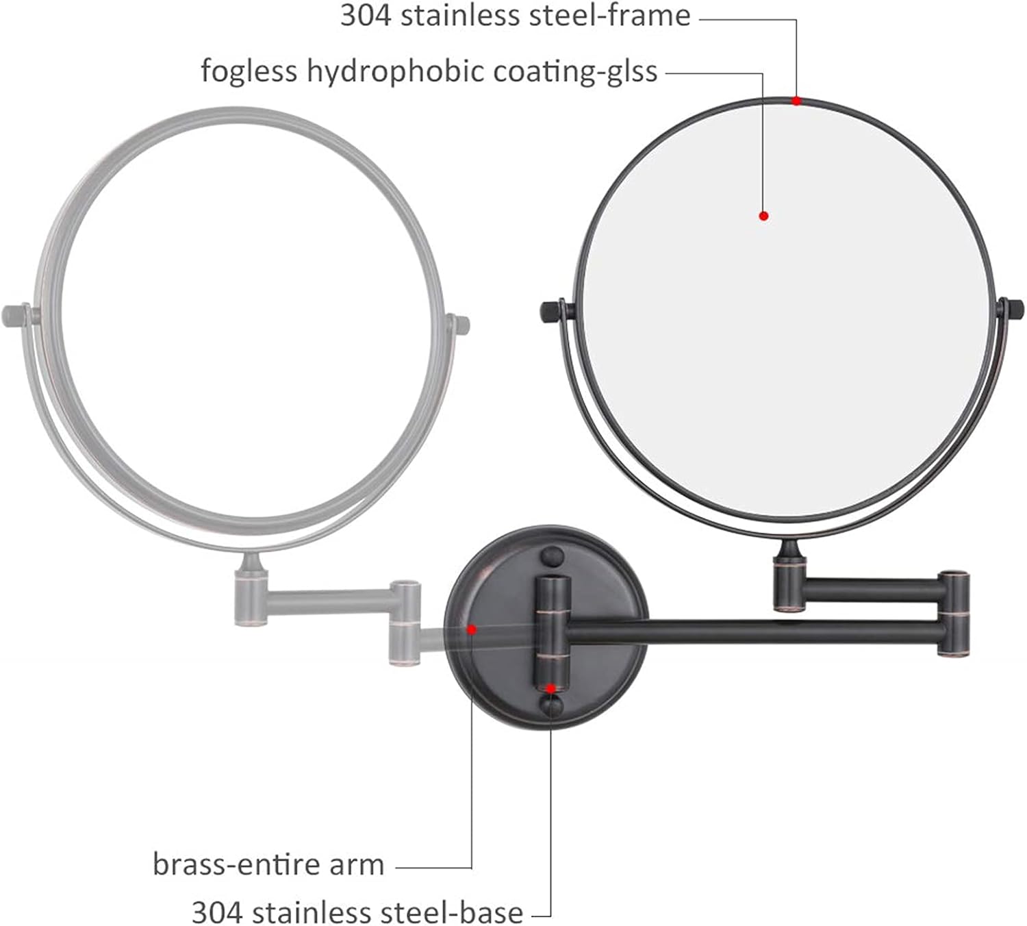 OGRAFF Wall Mounted Makeup Mirror