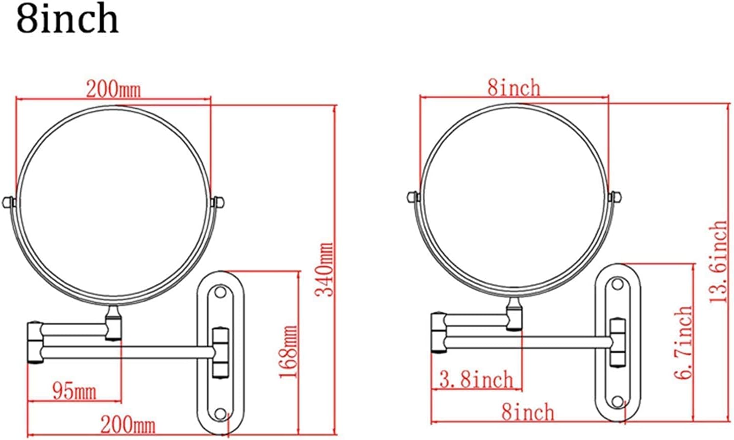 Wall-Mounted Double-Sided Makeup Mirror with Brass Frame
