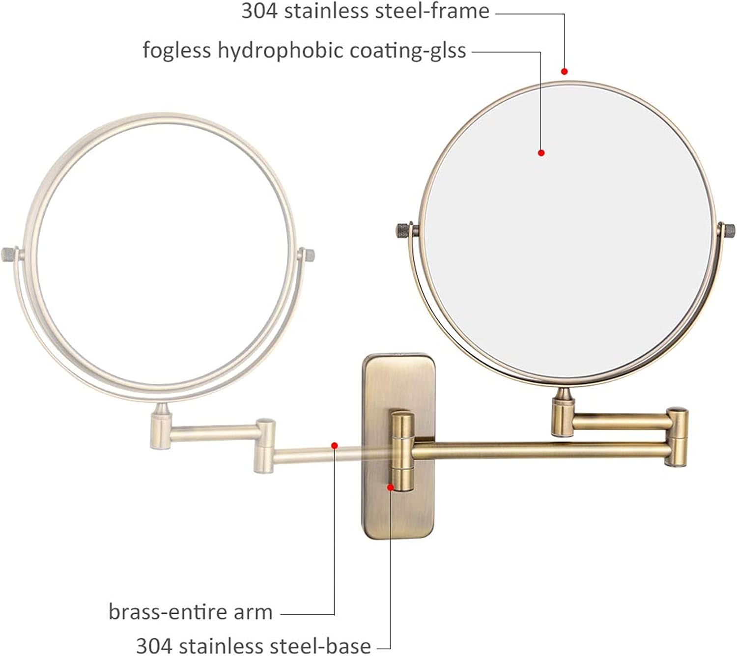 OGRAFF Wall-Mounted Makeup Mirror with Extendable Surface
