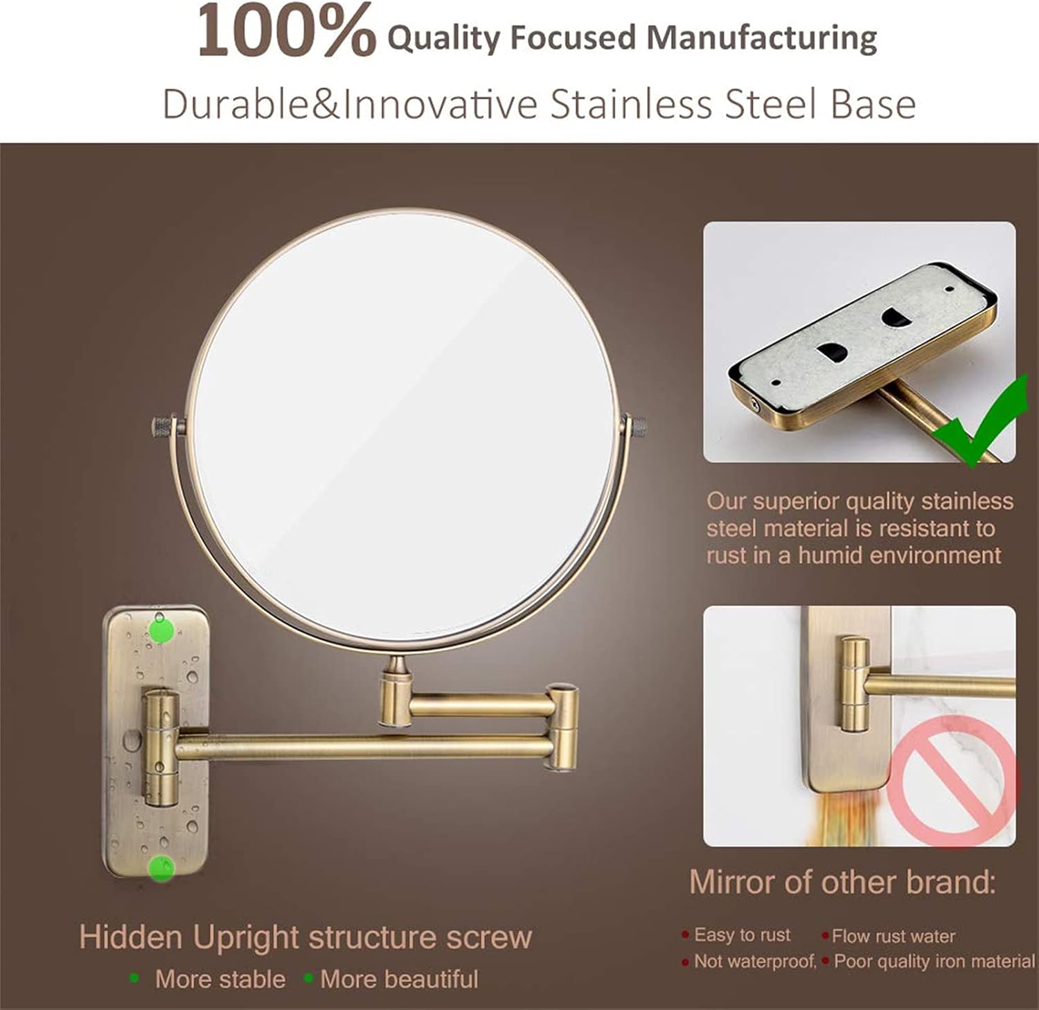 OGRAFF Wall-Mounted Makeup Mirror with Extendable Surface