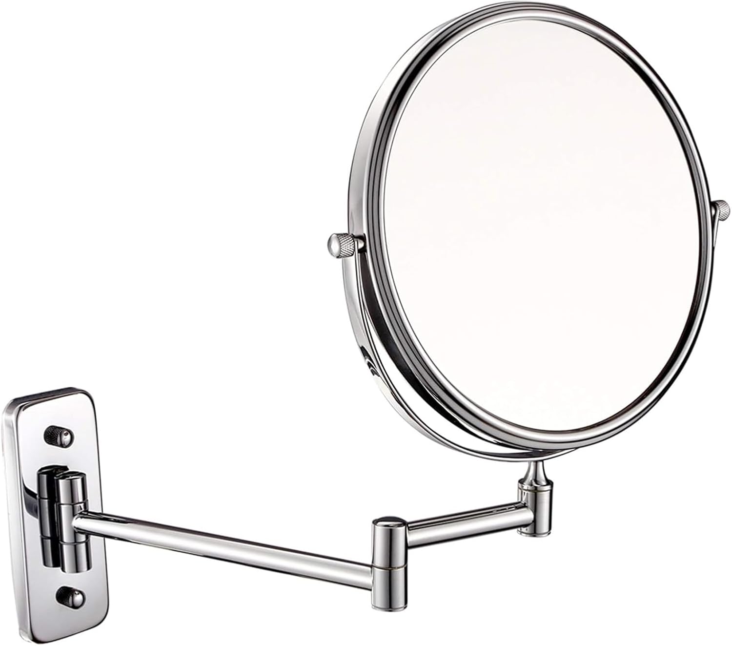 8 Inch Wall Mounted Lighted Makeup Mirror with Swivel Arm and Magnification