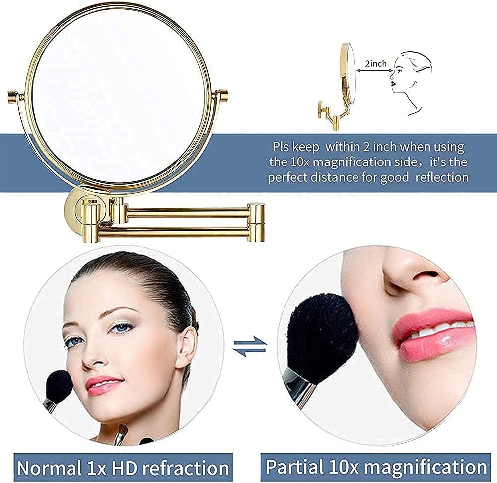 Double-Sided 10X Magnifying Mirror for Makeup Shaving