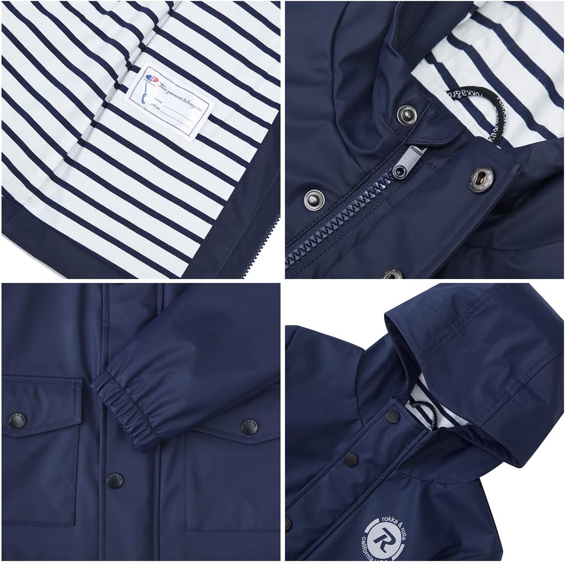 RokkaRolla Boys Waterproof Rain Jacket Toddler Boys Hoodie