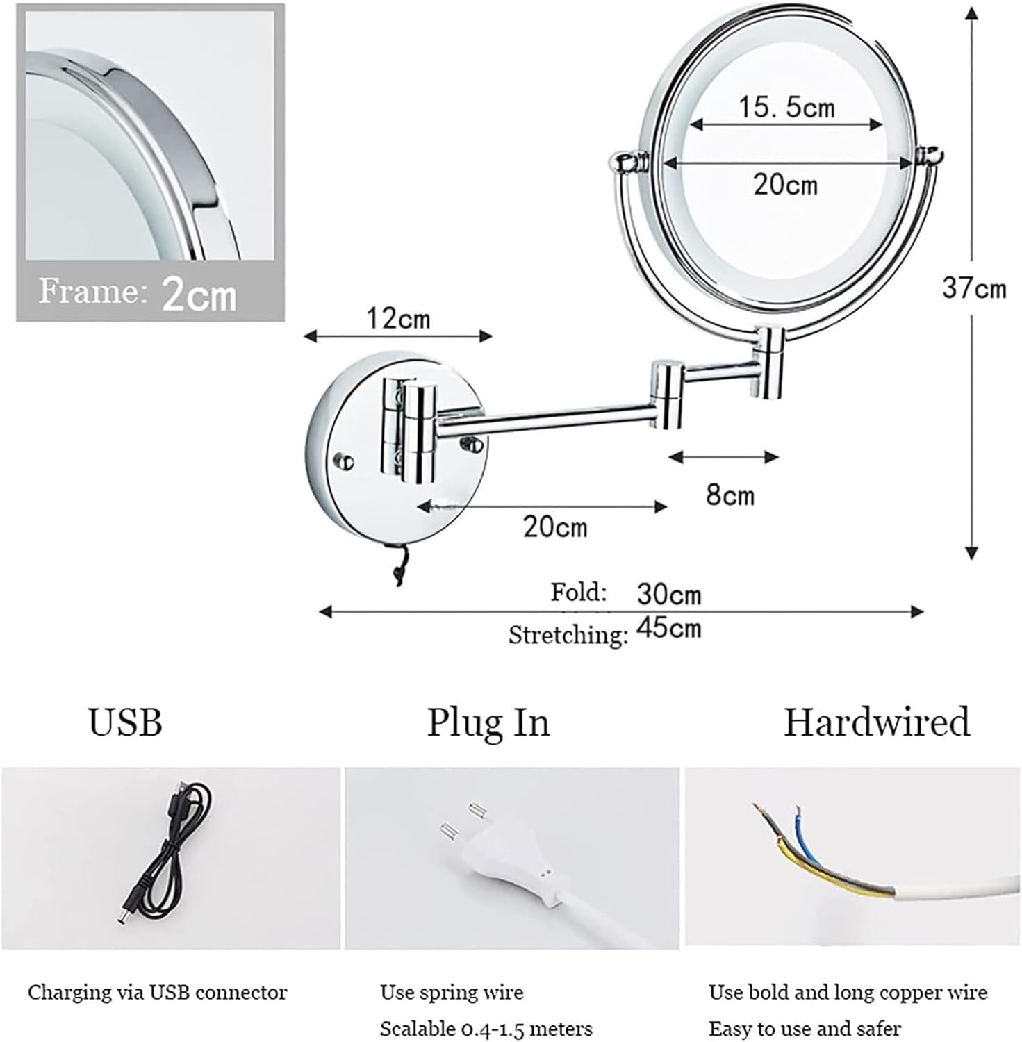 Effects Lighted Wall-Mounted Makeup Mirror