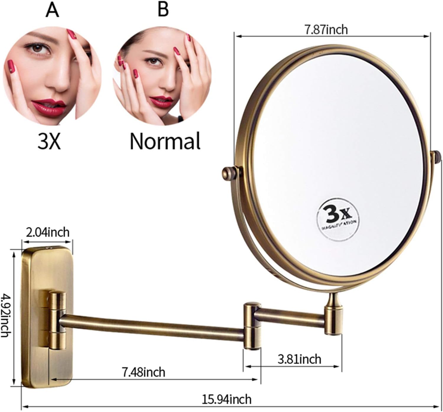 OGRAFF Wall-Mounted Makeup Mirror with Extendable Surface