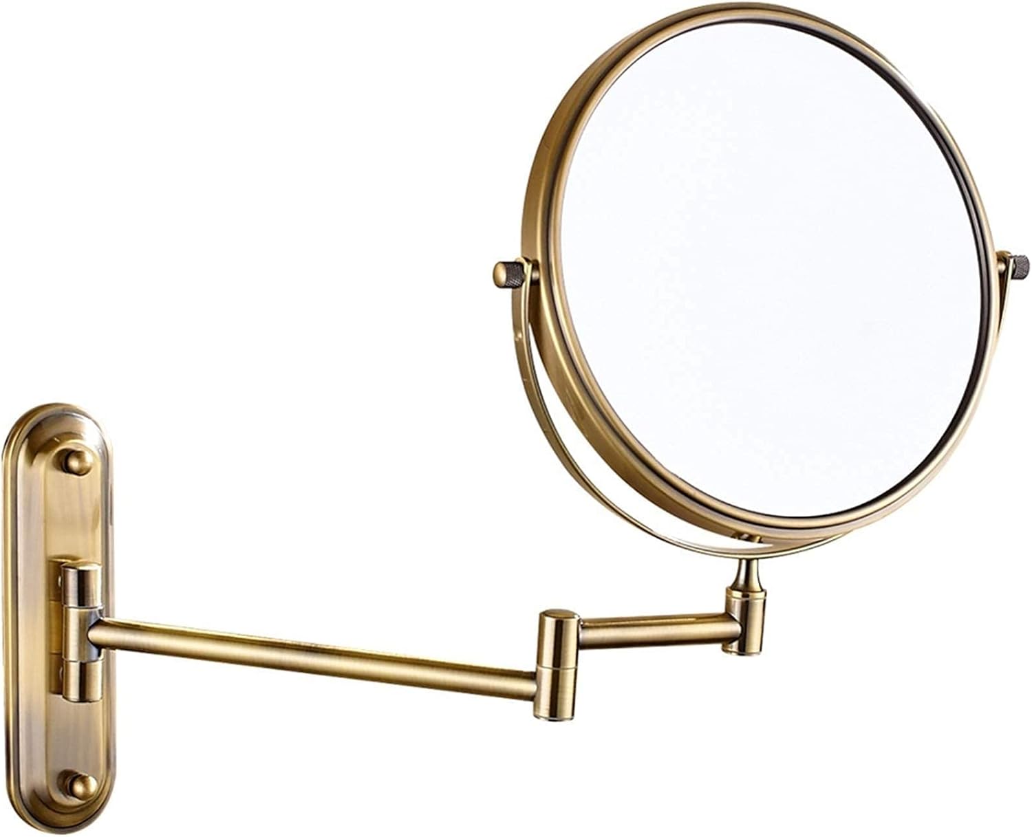 Wall-Mounted Makeup Mirror with Brass Frame Premium with 360-Degree Rotation