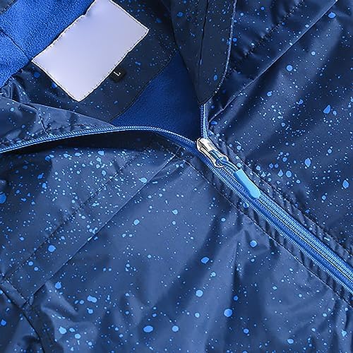 Kids Boys Zipper Rain Jacket Waterproof Lightweight Hooded Raincoat
