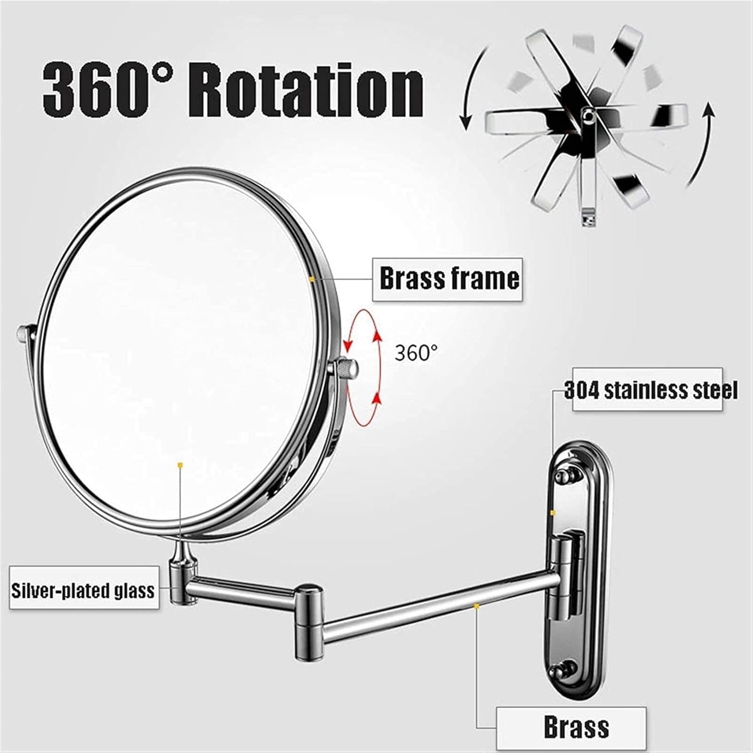 FUDGIO Makeup Mirror Wall-Mounted Vanity Mirror with Extendable_feature