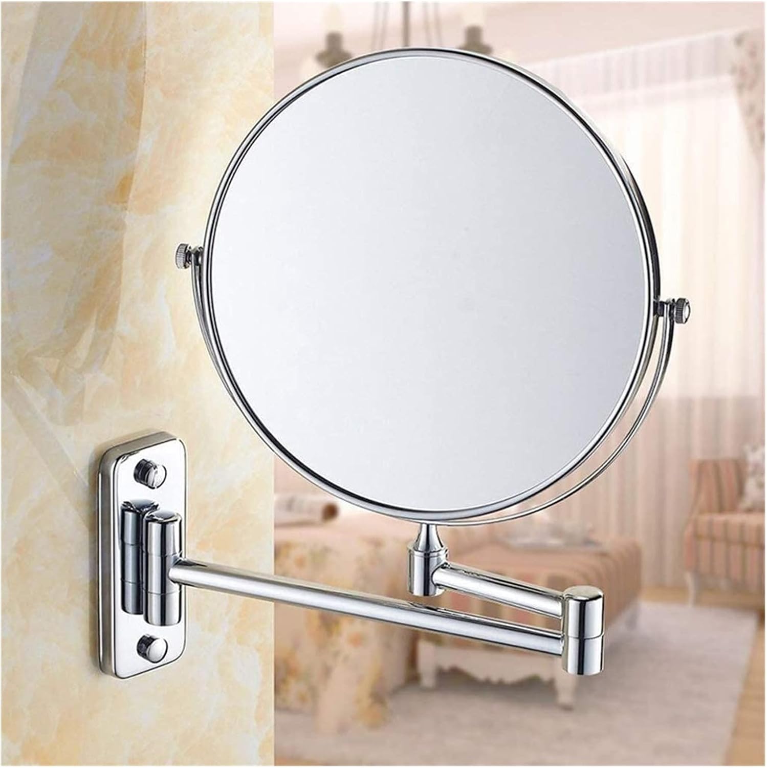 Adjustable 8-inch Vanity Mirror with 360-Degree Rotation