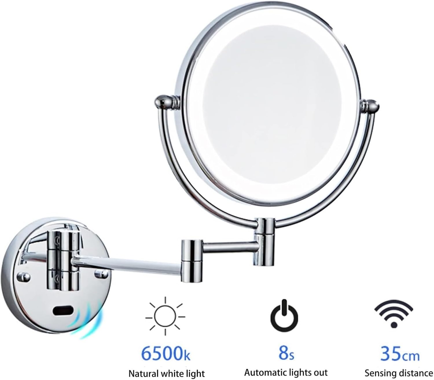 Wall-Mounted Lighted Makeup Mirror Rose Gold