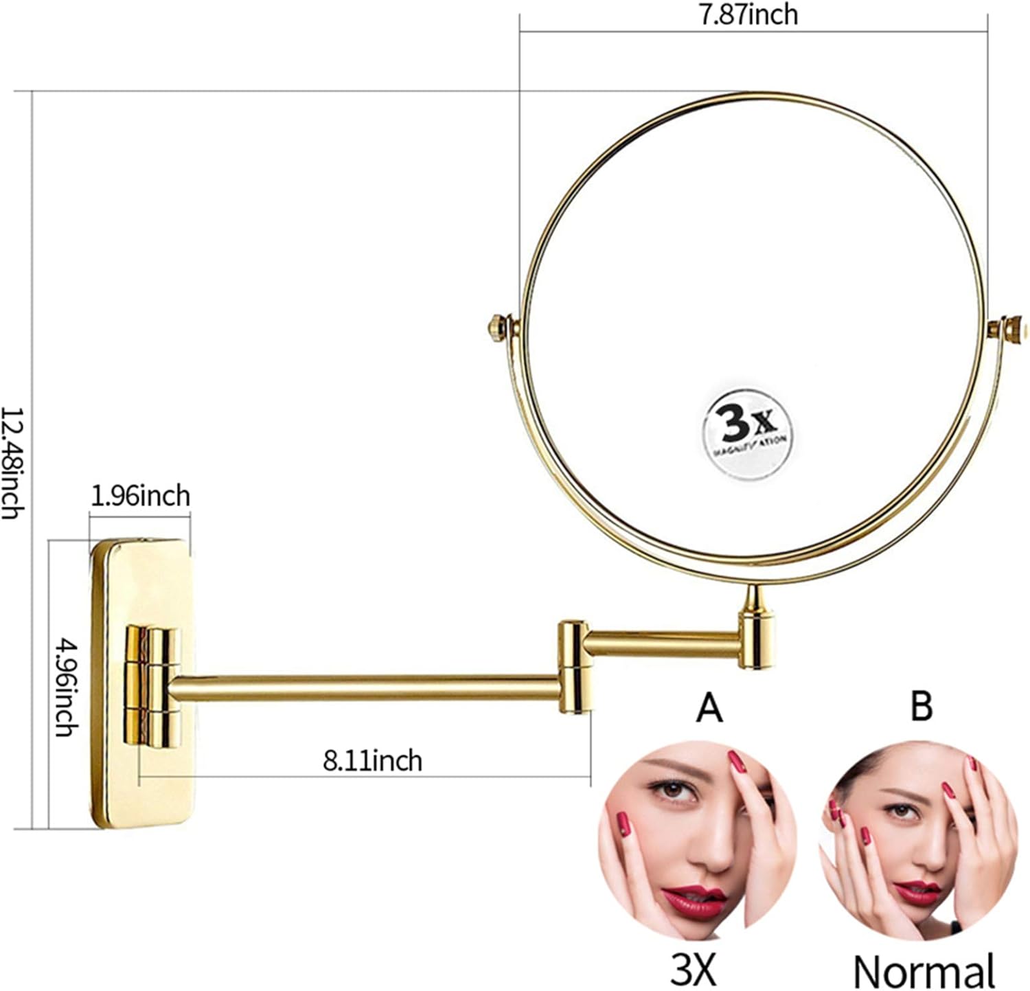 OGRAFF Wall Mounted Makeup Mirror Extendable Double Sided