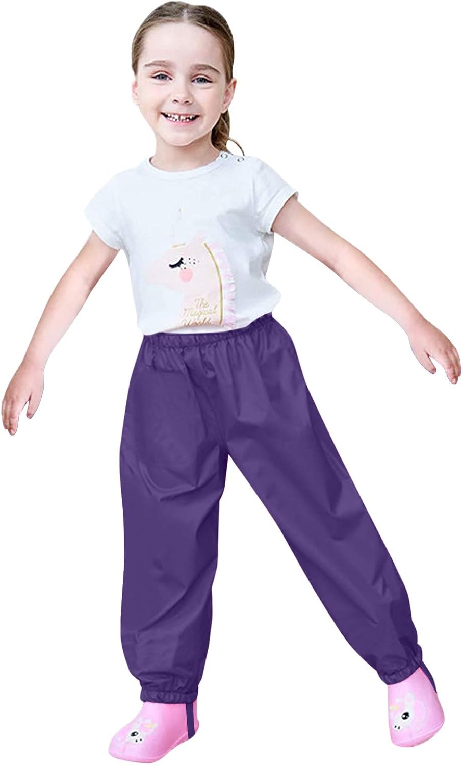 Colorful Toddler Rain Pants Lightweight Reflective