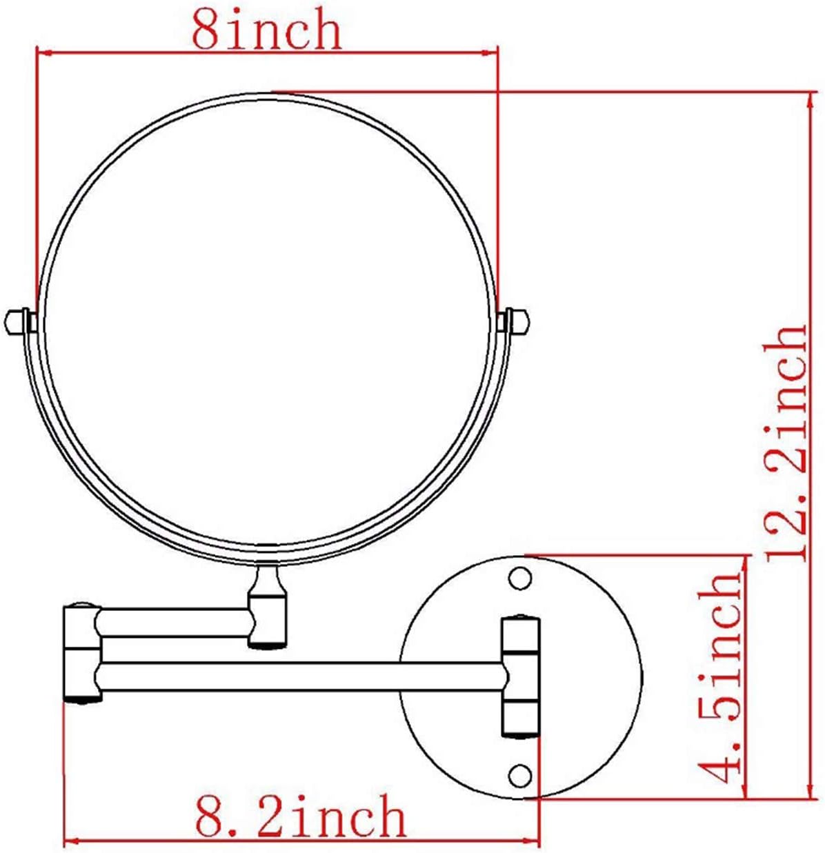 OGRAFF 5X Wall-Mounted Makeup Mirror Double Sided