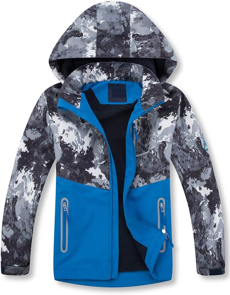Mallimoda Kids Rain Jacket Lightweight Waterproof Hooded Windbreaker for Boys and Girls