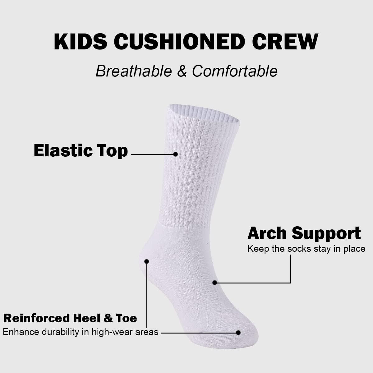 Marchare Boys Socks Kids Cushioned Crew Socks