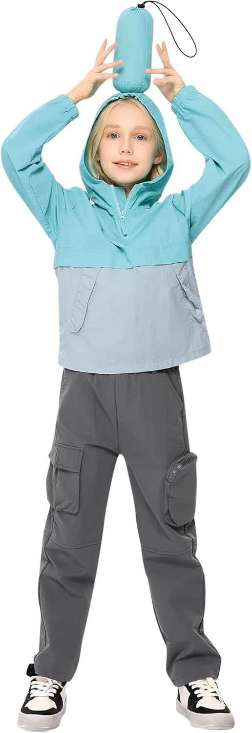 Pouch rain jacket for kids