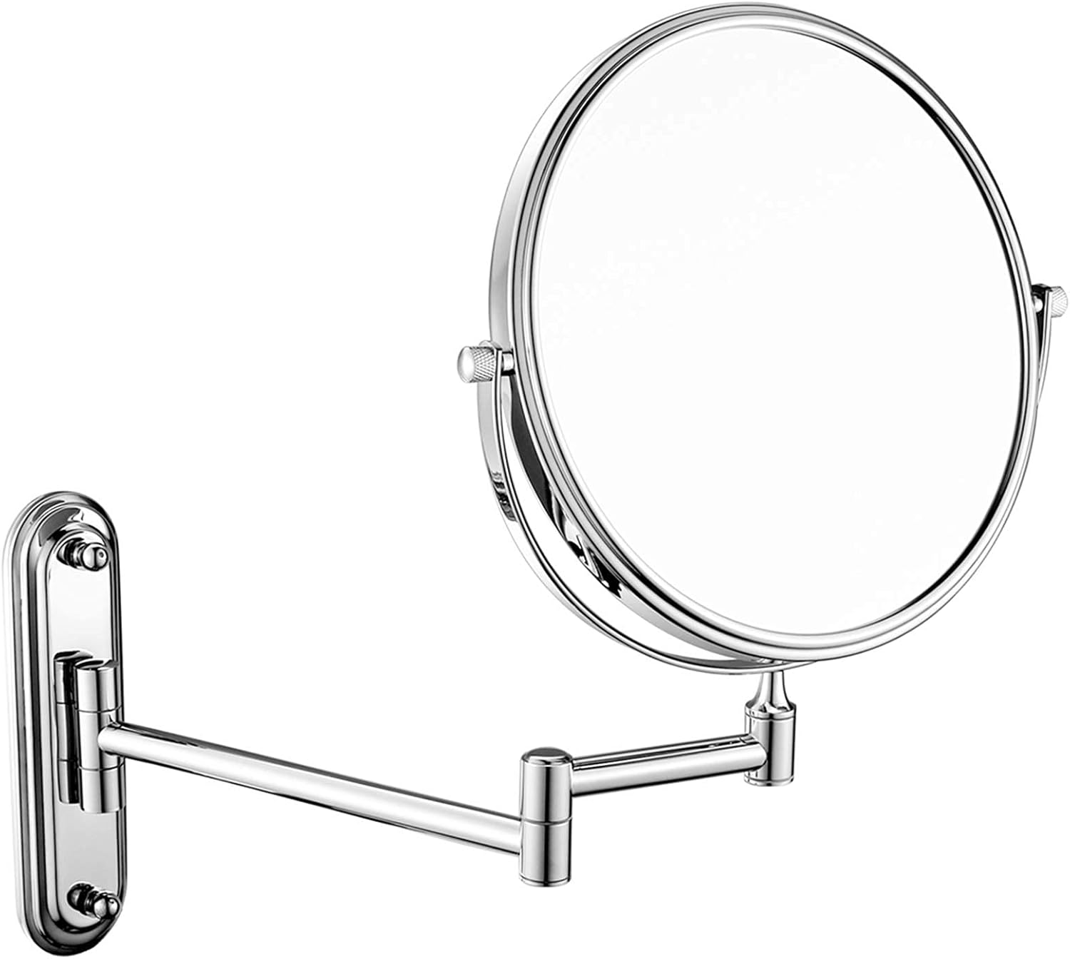 Wall-Mounted Double-Sided Makeup Mirror with Brass Frame