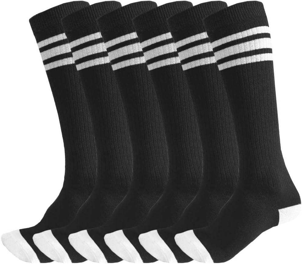 Three-Pair Stripe Tube Socks for Boys and Girls