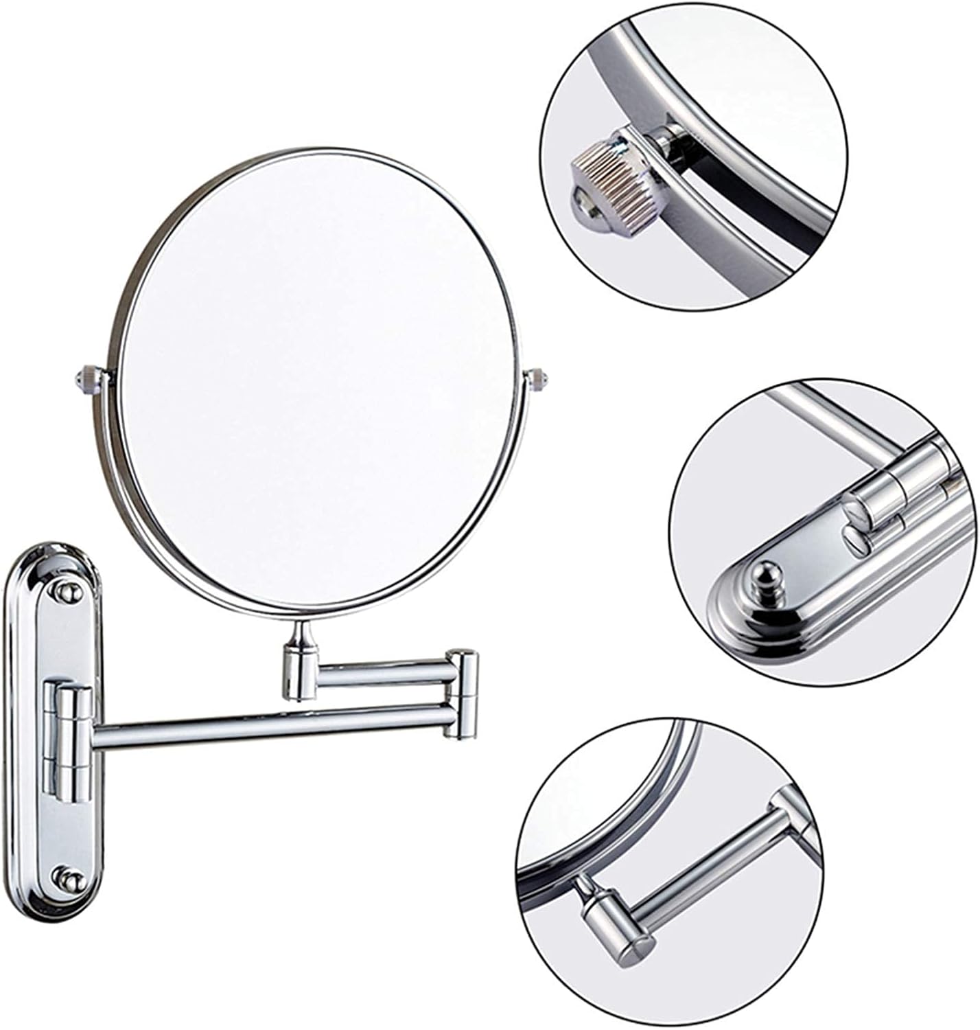 Wall-Mounted Double-Sided Makeup Mirror with Brass Frame
