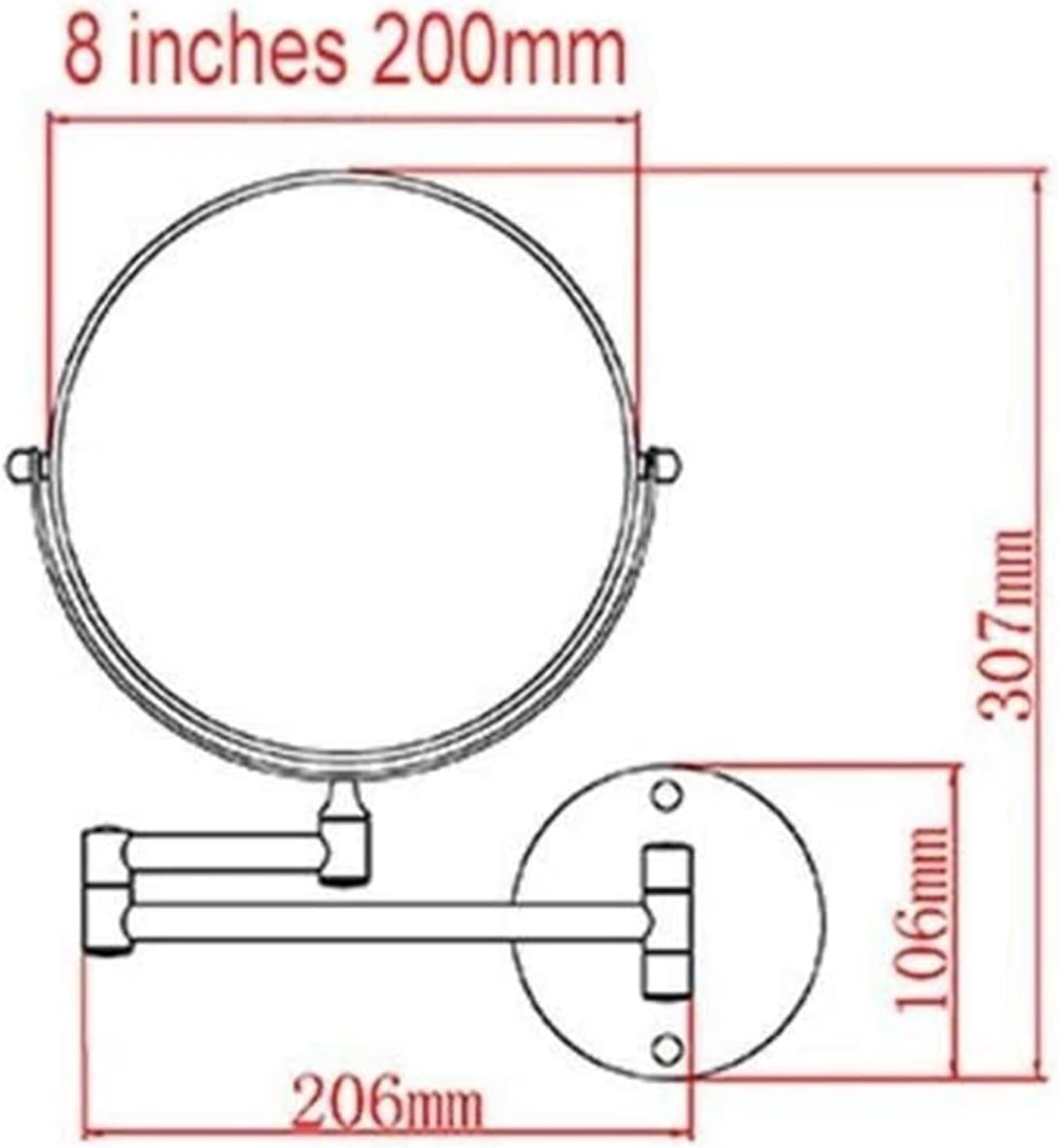 Copper 8-inch Makeup Mirror with 5x Magnification