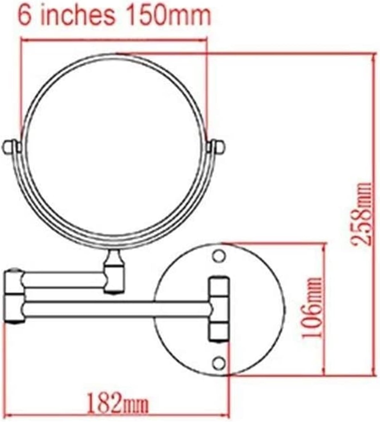 Wall-Mounted Double-Sided 7x Makeup Mirror