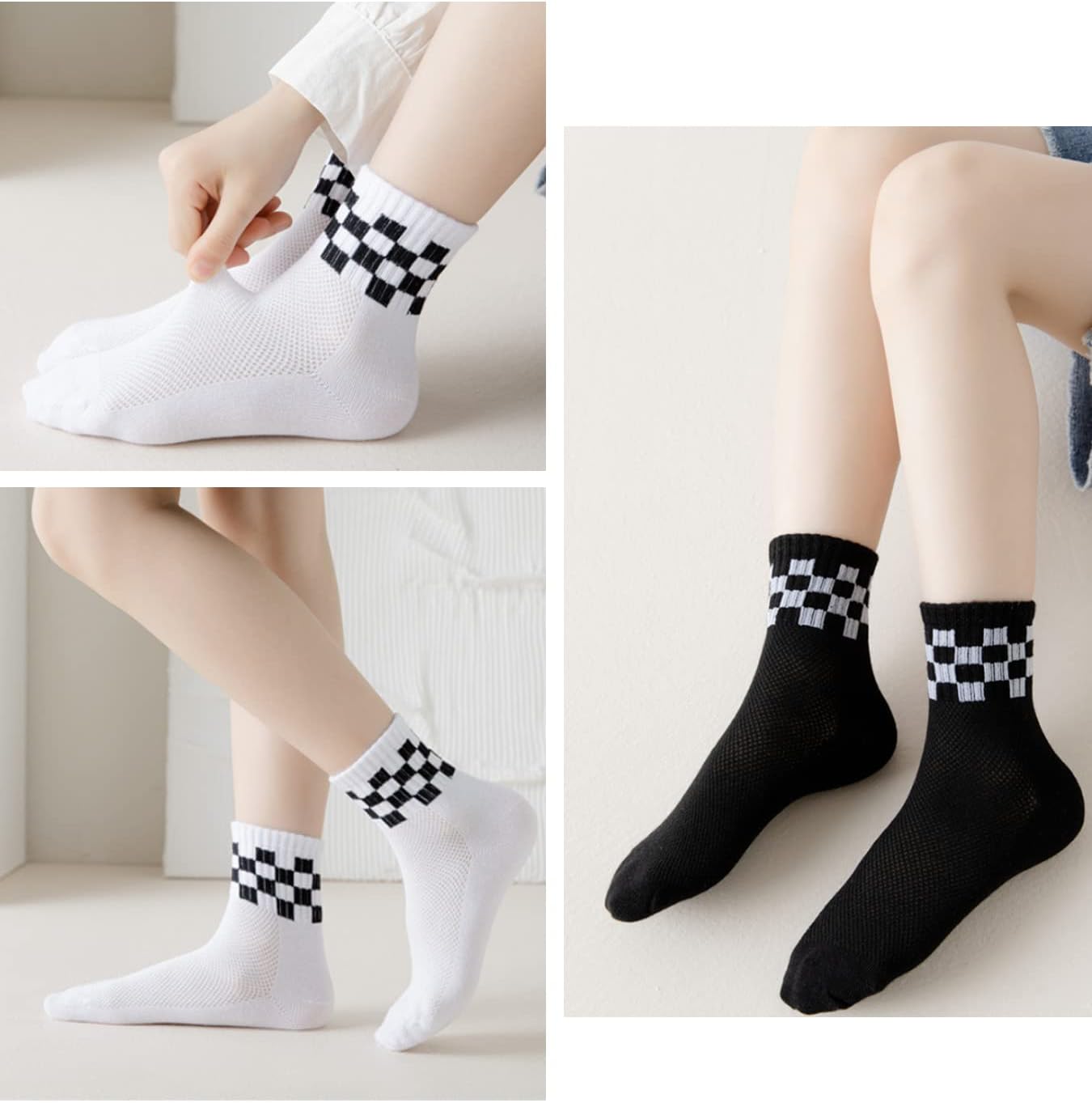 Comfy Checkered Cotton Socks for Kids