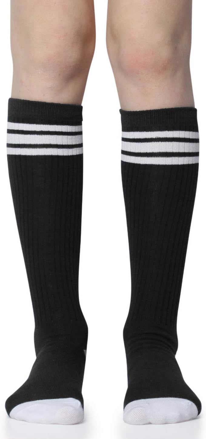 Three-Pair Stripe Tube Socks for Boys and Girls