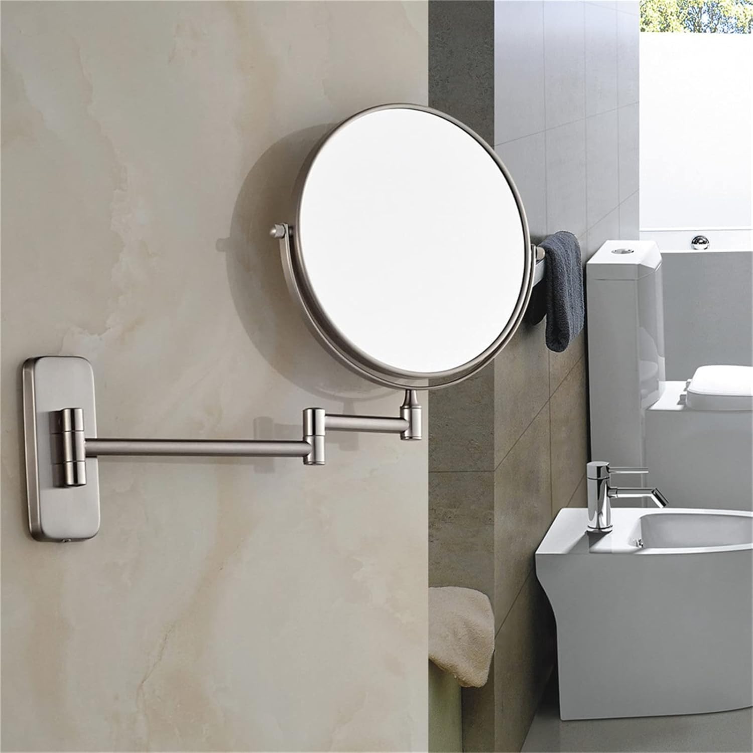 Double Sided Shaving Mirror with Magnifying Glass Wall-Mounted