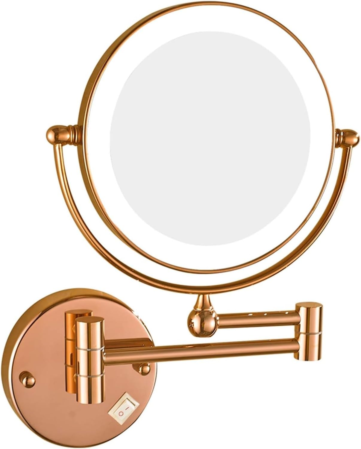 Wall-Mounted Lighted Makeup Mirror Rose Gold 5X Magnification